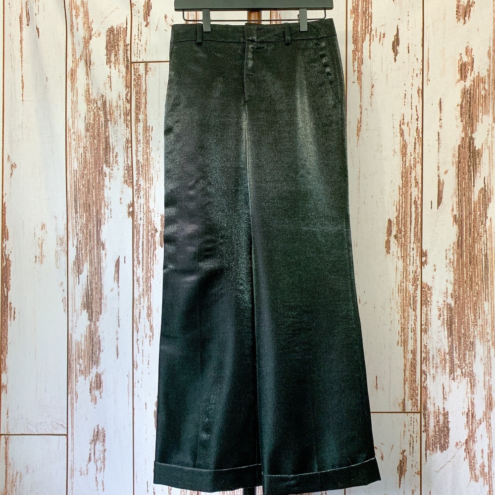 GUCCI Shiny Black Pants, Wide Leg
